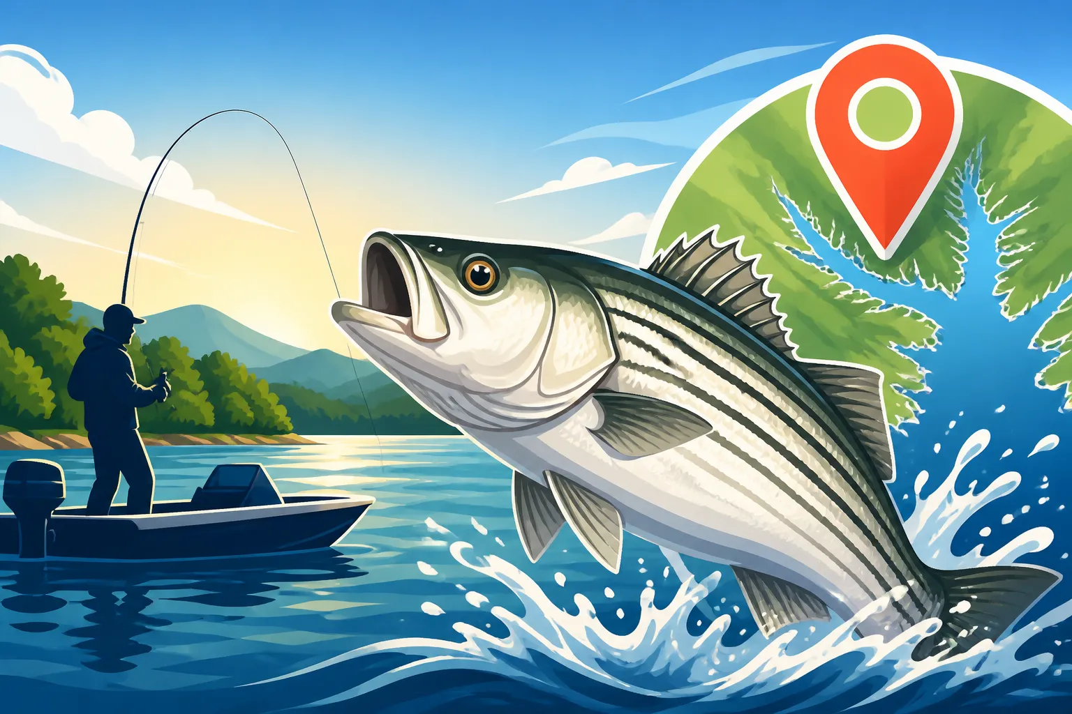 Best Striped Bass Spots on Smith Mountain Lake, Virginia