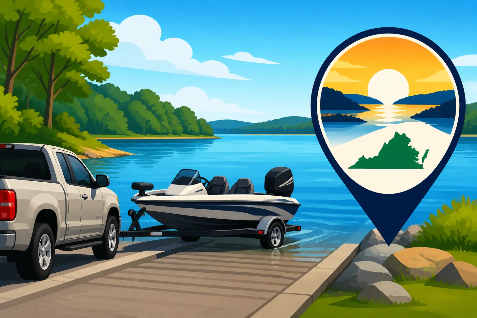 Boat Ramps on Kerr Lake Near South Boston, Virginia