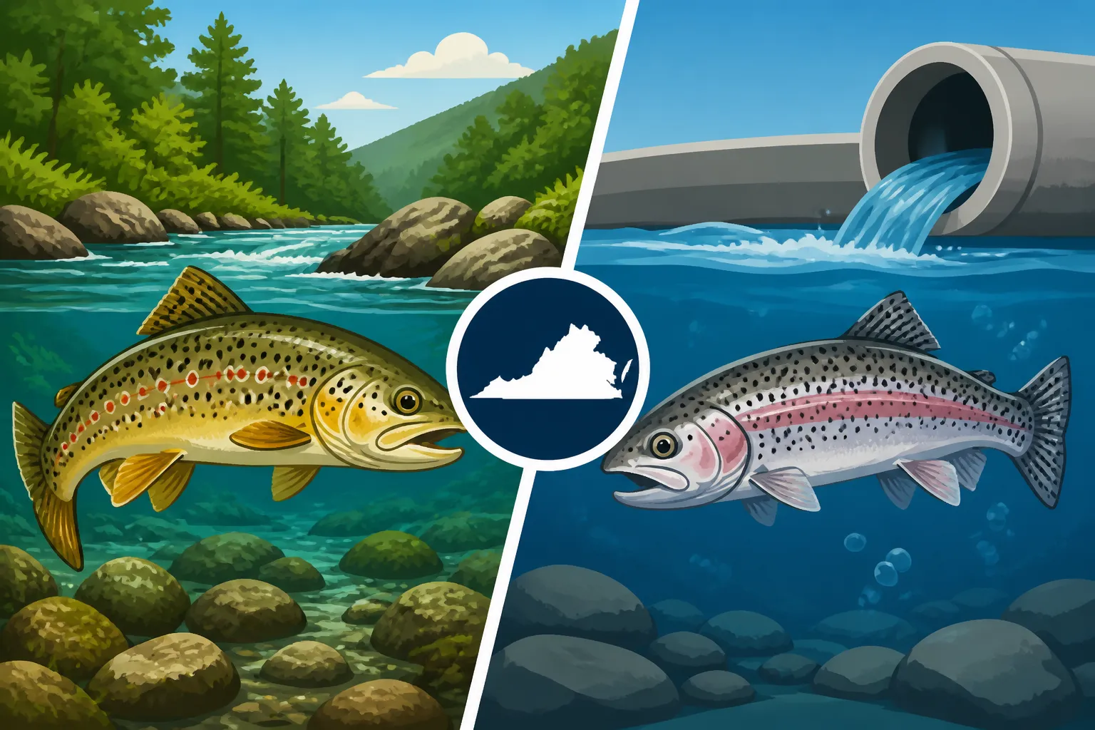 Difference between wild trout and stocked trout rules in Virginia