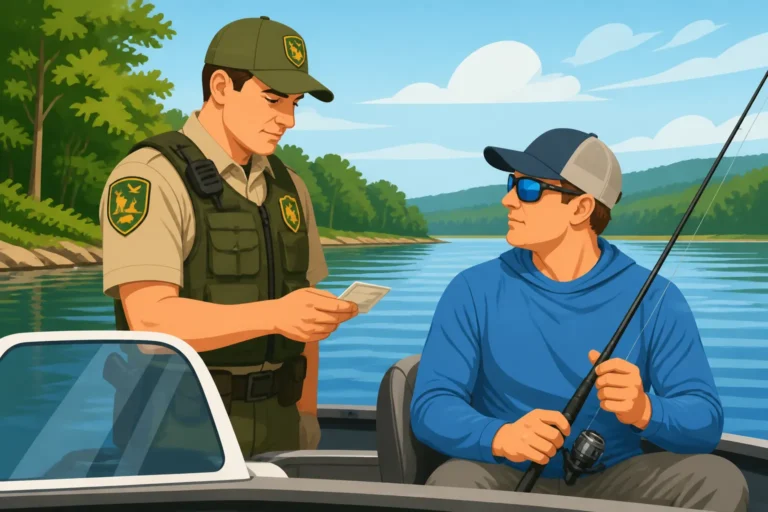Virginia game wardens check for valid fishing licenses on the water