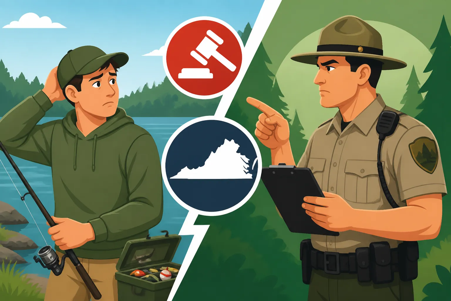 Can rangers cite you for fishing without a license in Virginia?