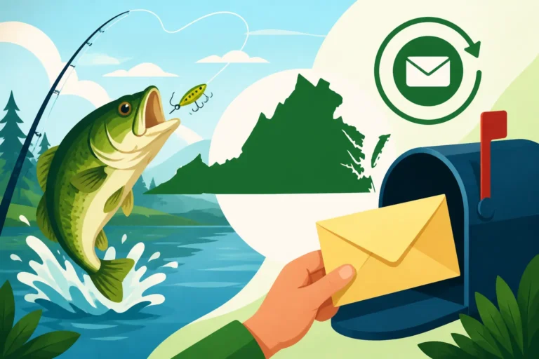 Virginia fishing license mail-in renewal option