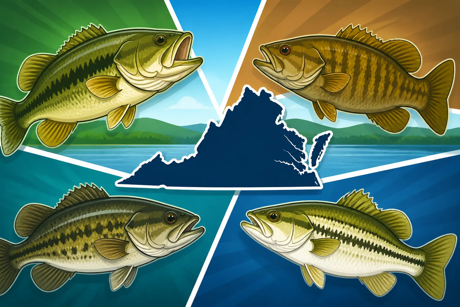 Virginia Bass Identification: Largemouth, Smallmouth, Spotted, and Alabama Compared