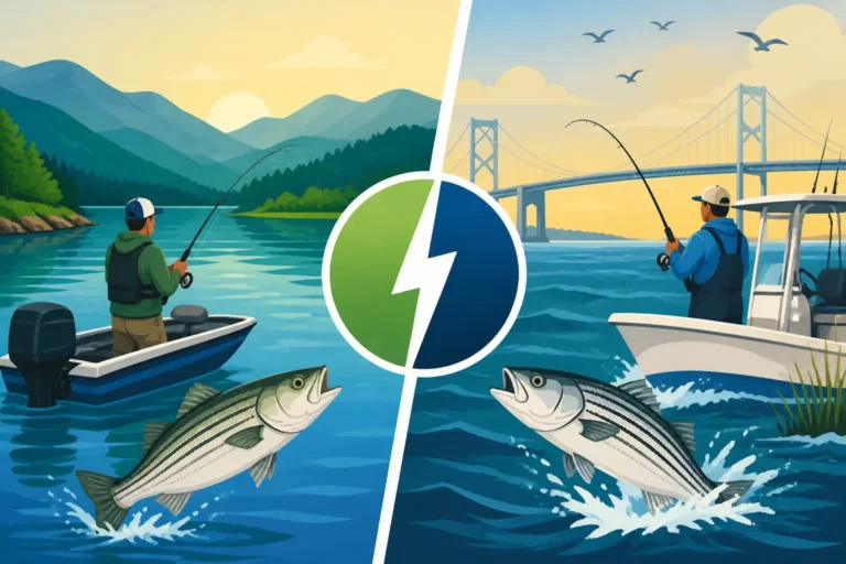 Difference Between Smith Mountain Lake and Chesapeake Bay Striper Trips