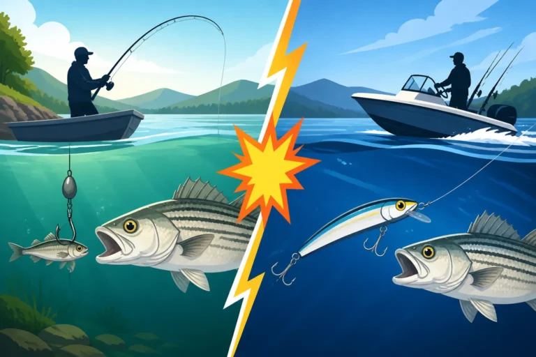 Live Bait Versus Trolling for Smith Mountain Lake Stripers in Virginia