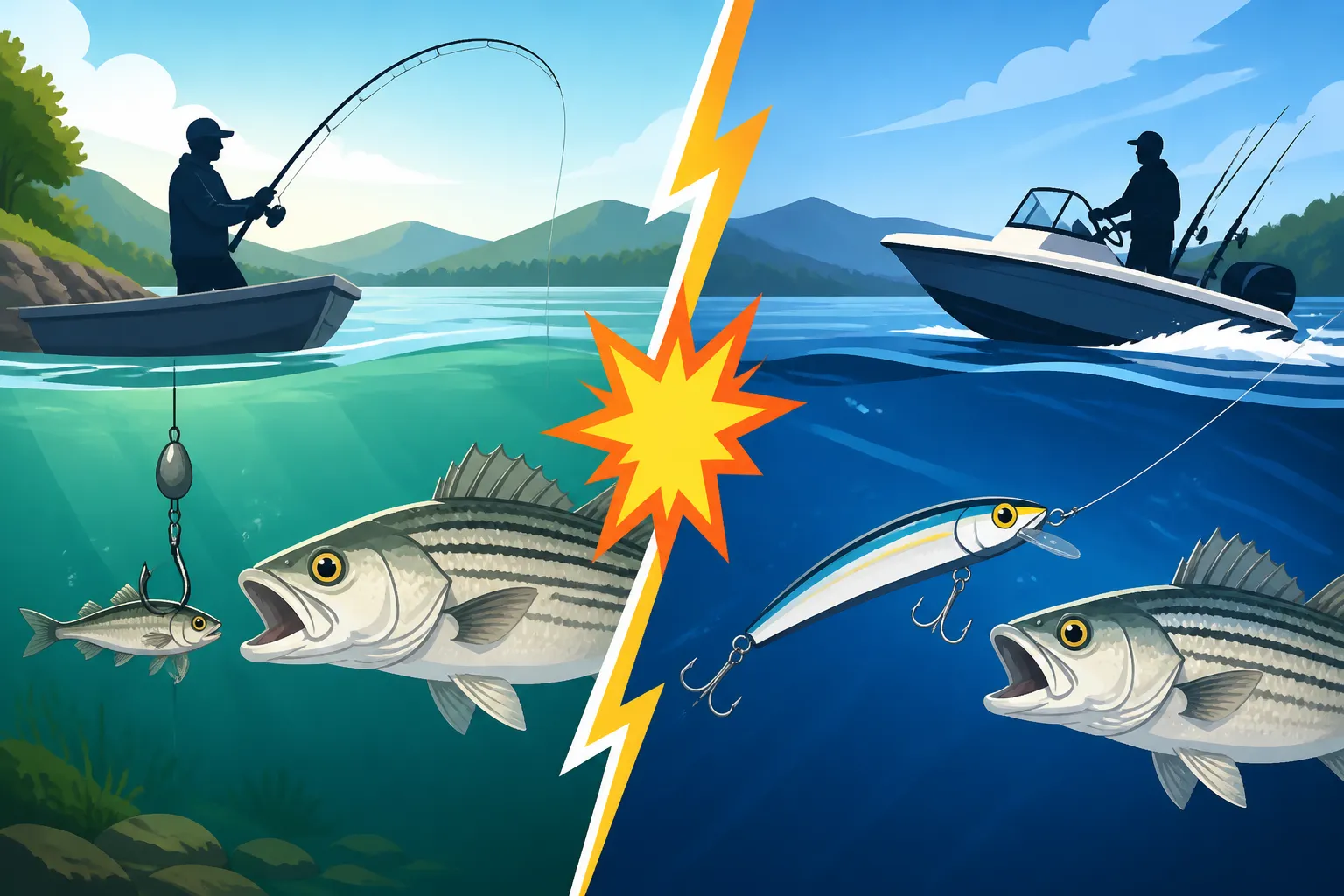 Live Bait Versus Trolling for Smith Mountain Lake Stripers in Virginia
